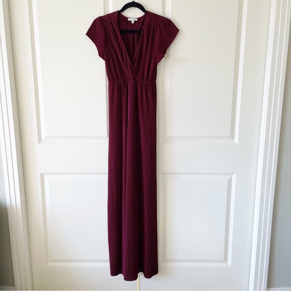 Baltic Born Athena Pleated Short Sleeve Mulberry Maxi Dress Size XS - Picture 2 of 14